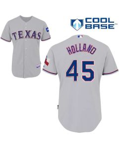 Rangers #45 Derek Holland Stitched MLB Grey Cool Base Jersey