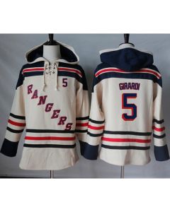 Rangers #5 Dan Girardi Cream Sawyer Hooded Sweatshirt Stitched NHL Jersey