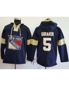 Rangers #5 Dan Girardi Navy Blue Pullover Hoodie Stitched NHL Jersey