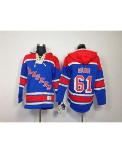Rangers #61 Rick Nash Blue Sawyer Hooded Sweatshirt Stitched NHL Jersey