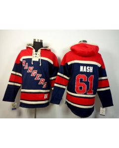 Rangers #61 Rick Nash Navy Blue Sawyer Hooded Sweatshirt Stitched NHL Jersey