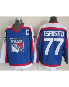 Rangers #77 Phil Esposito Blue/White CCM Throwback Stitched NHL Jersey