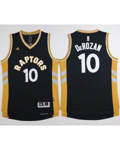 Raptors #10 DeMar DeRozan Black/Gold Stitched NBA Jersey