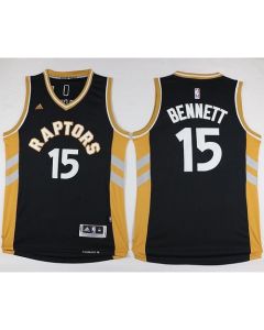 Raptors #15 Anthony Bennett Black/Gold Stitched NBA Jersey