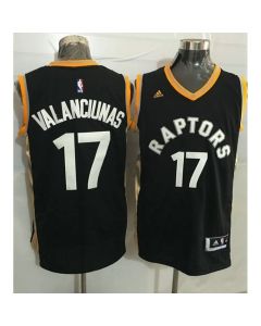 Raptors #17 Jonas Valanciunas Black/Gold Stitched NBA Jersey