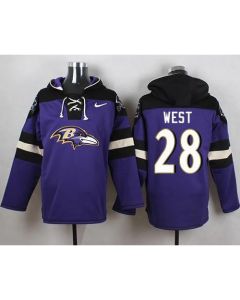 Ravens #28 Terrance West Purple Player Pullover NFL Hoodie