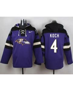 Ravens #4 Sam Koch Purple Player Pullover NFL Hoodie