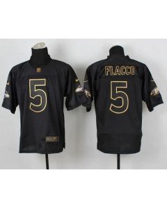 Ravens #5 Joe Flacco Black Gold No. Fashion Men's Stitched NFL Elite Jersey