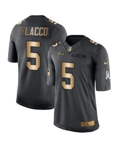Ravens #5 Joe Flacco Black Men's Stitched NFL Limited Gold Salute To Service Jersey
