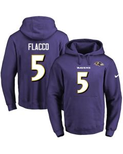 Ravens #5 Joe Flacco Purple Name & Number Pullover NFL Hoodie