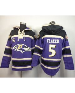 Ravens #5 Joe Flacco Purple Sawyer Hoodie Sweatshirt NFL Hoodie