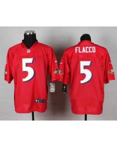 Ravens #5 Joe Flacco Red Men's Stitched NFL Elite QB Practice Jersey