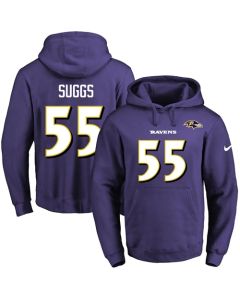 Ravens #55 Terrell Suggs Purple Name & Number Pullover NFL Hoodie