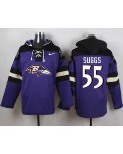 Ravens #55 Terrell Suggs Purple Player Pullover NFL Hoodie