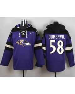 Ravens #58 Elvis Dumervil Purple Player Pullover NFL Hoodie