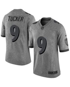 Ravens #9 Justin Tucker Gray Men's Stitched NFL Limited Gridiron Gray Jersey