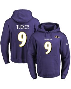 Ravens #9 Justin Tucker Purple Name & Number Pullover NFL Hoodie