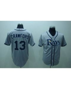 Rays #13 Carl Crawford Stitched Grey MLB Jersey