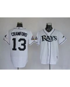 Rays #13 Carl Crawford Stitched White MLB Jersey