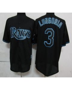 Rays #3 Evan Longoria Black Fashion Stitched MLB Jersey