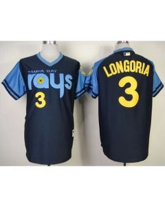 Rays #3 Evan Longoria Dark Blue 1970's Turn Back The Clock Stitched MLB Jersey