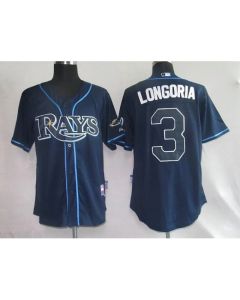Rays #3 Evan Longoria Gark Blue Stitched MLB Jersey