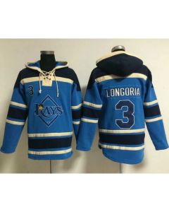 Rays #3 Evan Longoria Light Blue Sawyer Hooded Sweatshirt MLB Hoodie