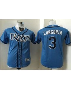 Rays #3 Evan Longoria Light Blue Stitched Youth MLB Jersey