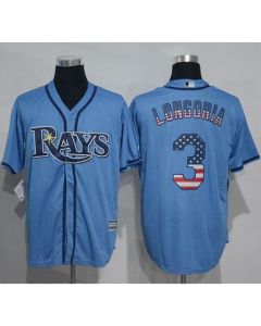 Rays #3 Evan Longoria Light Blue USA Flag Fashion Stitched MLB Jersey