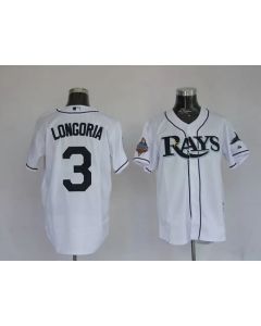 Rays #3 Evan Longoria Stitched White MLB Jersey