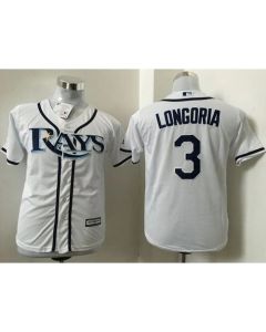 Rays #3 Evan Longoria White Cool Base Stitched Youth MLB Jersey
