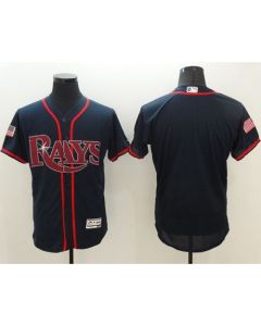 Rays Blank Dark Blue Fashion Stars & Stripes Flexbase Authentic Stitched MLB Jersey