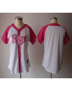 Rays Blank White/Pink Women's Splash Fashion Stitched MLB Jersey