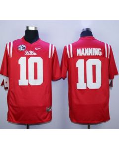 Rebels #10 Eli Manning Red Stitched NCAA Jersey