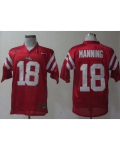 Rebels #18 Archie Manning Red Stitched NCAA Jersey