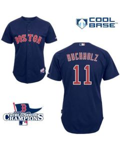 Red Sox #11 Clay Buchholz Dark Blue Cool Base 2013 World Series Champions Patch Stitched MLB Jersey