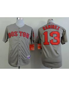 Red Sox #13 Hanley Ramirez Grey Cool Base Stitched MLB Jersey