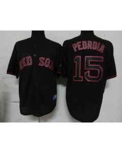 Red Sox #15 Dustin Pedroia Black Fashion Stitched MLB Jersey