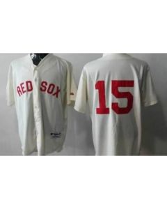 Red Sox #15 Dustin Pedroia Cream Cool Base Stitched MLB Jersey