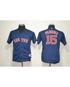 Red Sox #15 Dustin Pedroia Dark Blue Cool Base Stitched Youth MLB Jersey