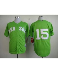 Red Sox #15 Dustin Pedroia Green Stitched MLB Jersey