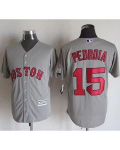 Red Sox #15 Dustin Pedroia Grey New Cool Base Stitched MLB Jersey