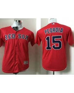 Red Sox #15 Dustin Pedroia Red Cool Base Name On Back Stitched Youth MLB Jersey