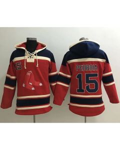Red Sox #15 Dustin Pedroia Red Sawyer Hooded Sweatshirt MLB Hoodie