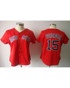 Red Sox #15 Dustin Pedroia Red Women's Fashion Stitched MLB Jersey