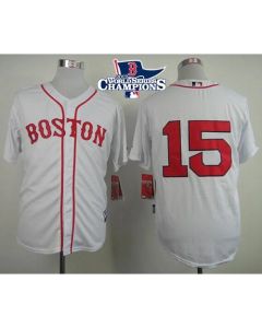 Red Sox #15 Dustin Pedroia White Cool Base 2013 World Series Champions Patch Stitched MLB Jersey