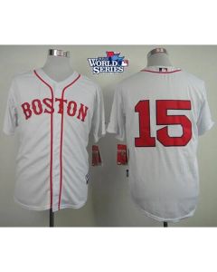 Red Sox #15 Dustin Pedroia White Cool Base 2013 World Series Patch Stitched MLB Jersey