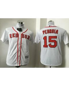 Red Sox #15 Dustin Pedroia White Cool Base Stitched Youth MLB Jersey