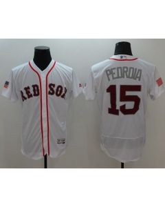 Red Sox #15 Dustin Pedroia White Fashion Stars & Stripes Flexbase Authentic Stitched MLB Jersey