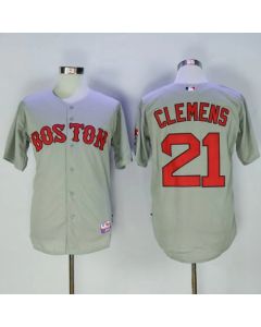 Red Sox #21 Roger Clemens Grey Cool Base Stitched MLB Jersey